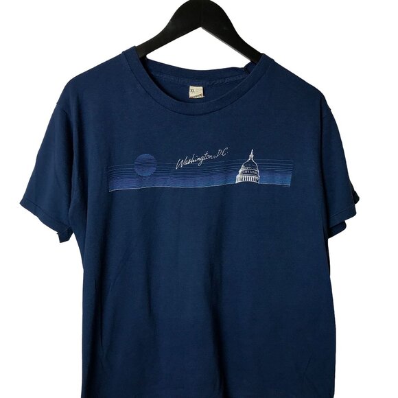 Vintage Screen Stars Blue Graphic Tee Medium USA Made Washington D.C. Shirt - Picture 5 of 15